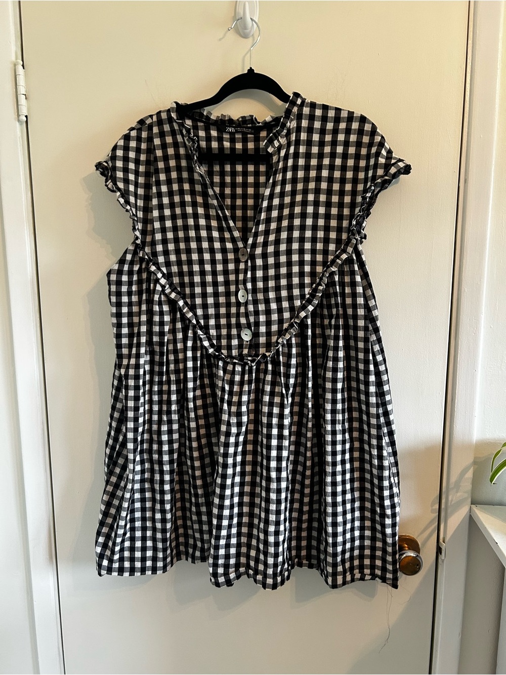 Zara Black & White Gingham Ruffle Romper Playsuit